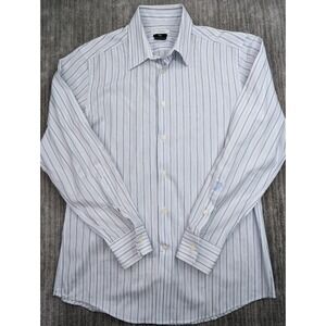 Versace Collection City Men's Large White Blue Dress Shirt Long Sleeve